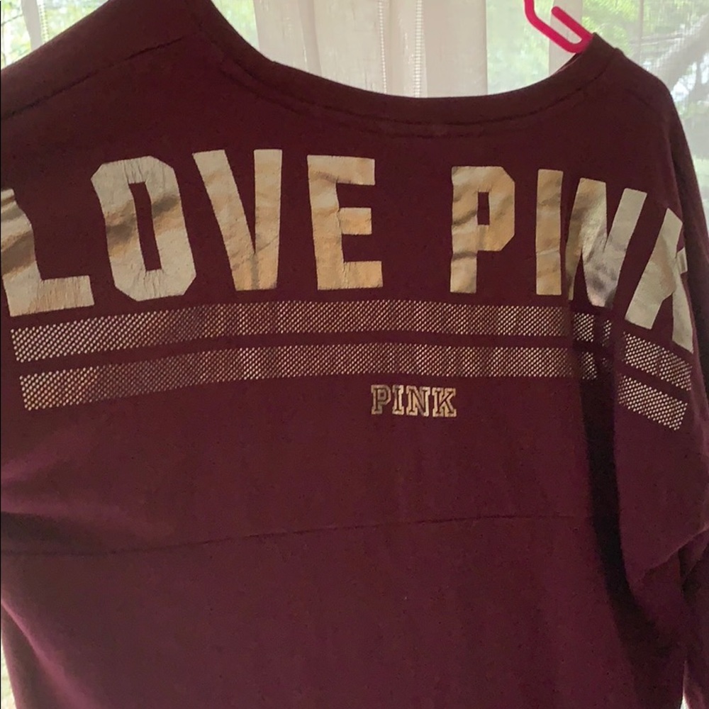 PINK- maroon crew neck sweatshirt - Picture 3 of 3